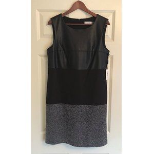 UNWORN:Calvin Klein Leather & Tweed Cocktail Dress